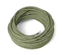Amarcords - Cable de tela color OREGANO, redondo, cáñamo, 30 metros, con 2 conductores 2x0,75 - Hilo eléctrico textil de color estilo clásico para lámparas bricolaje y iluminación vintage.