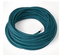 Amarcords - Cable de tela color PETRÓLEO, redondo, seda, 5 metros, con 2 conductores 2x0,75 - Hilo eléctrico textil de color estilo clásico para lámparas bricolaje e iluminación vintage.