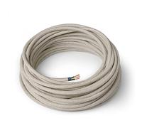 Amarcords - Cable de tela color TOBA, redondo, cáñamo, 20 metros, con tierra 3x0,75 - Hilo eléctrico textil de color estilo clásico para lámparas bricolaje y iluminación vintage.