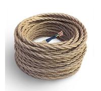 Amarcords - Cable de tela color YUTE, trenzado, yute, 50 metros, con tierra 3x0,75 - Hilo eléctrico textil de color estilo clásico para lámparas bricolaje y iluminación vintage.
