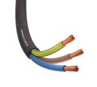 Amarcords - Cable eléctrico tripolar sección 3x1,5mm, color: NEGRO. Cable de alimentación redondo tipo H05VV-F, 30 metros