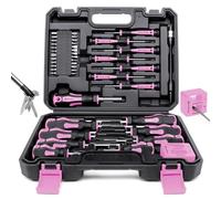 Amartisan - Juego de destornilladores magnéticos con funda, 43 piezas, ranurado, Phillips, hexagonal, Pozidriv, Torx y set de precisión, herramienta magnetizadora/desmagnetizadora (rosa)