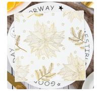 AMateschitz Servilletas de papel Happy Birthday 33 x 33 cm, servilletas de cumpleaños con texto dorado, servilletas de papel para fiestas de cumpleaños, aniversarios, color blanco #2, 40 unidades