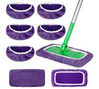 AmaVins Paquete de 5 almohadillas reutilizables 100% algodón compatibles con mopa Swiffer, cubierta plana húmeda y seca, almohadillas lavables para limpieza de superficies/suelos de madera dura (mopa