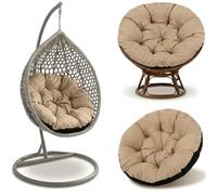 Amazinggirl Cojín para Silla Colgante 110 cm - Cojín Papasan & Huevo Redondo - Gran Asiento Acolchado Repelente al Agua para Jardín Terraza Galería Salón e Interior Beige Sombra B