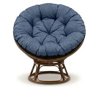 Amazinggirl Cojín para Silla Colgante 110 cm - Cojín Papasan & Huevo Redondo - Gran Asiento Acolchado Repelente al Agua para Jardín Terraza Galería Salón e Interior Azul Vaquero Lino ecológico