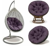 Amazinggirl Cojín para Silla Colgante 110 cm - Cojín Papasan & Huevo Redondo - Gran Asiento Acolchado Repelente al Agua para Jardín Terraza Galería Salón e Interior Burdeos Lino ecológico