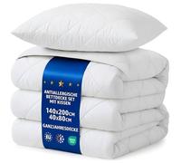 Amazinggirl Edredon para Cama 105 Relleno nórdico Todo el año 200 x 140 cm Edredones nórdico para Camas Edredón Acolchado Colcha de Microfibra Conjunto: Edredón Blanco con Almohada 40X80 Oeko-Tex