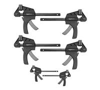Amazon Basics 6 Unidads abrazaderas de barra: 2 unidades de 10,16 cm y 4 unidades de 15,24 cm, Negro/ Gris