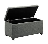 Amazon Basics Banco rectangular acolchado para entrada con almacenamiento, para dormitorio, pasillo, otomana, aspecto de lino, gris oscuro, 42 x 91 x 43 cm