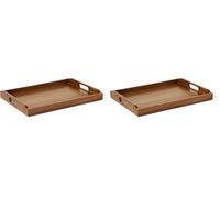 Amazon Basics Bandeja para Servir de Madera, Madera de Acacia, 43,2cm x 30,5cm (Paquete de 2)