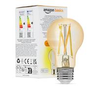 Amazon Basics Bombilla LED de Filamento Inteligente A60, Luz Blanca Ajustable, Wifi de 2,4 GHz, Paquete de 1