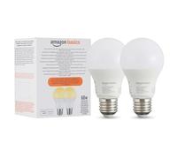 Amazon Basics Bombilla led inteligente regulable, casquillo E27, blanco suave, 8W (60W Equivalent), funciona solo con Alexa, 2 paquete