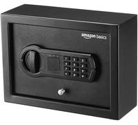 Amazon Basics Caja fuerte de escritorio, pequeña y delgada, con teclado electrónico programable, Negro, 30 x 22 x 11 cm (ancho x prof. x alto)