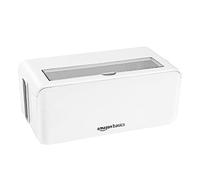Amazon Basics Caja organizadora de cables para ocultar y organizar cables, tamaño Pequeña, Blanco