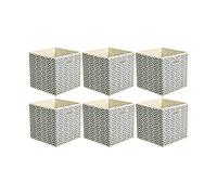 Amazon Basics Cajas de almacenamiento de tela, con forma de cubo, plegables, con ojales metálicos, 6 unidades, chevrón gris