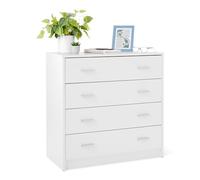 Amazon Basics Cajonera, Armario de Dormitorio con 4 Cajones, Armario, Tocador de Almacenamiento, Blanco, 40 x 75 x 74cm