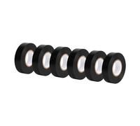 Amazon Basics Cinta aislante, 1.9 cm x 18.2 m, negro, juego de 6, ideal para bricolaje, reparaciones, electricidad, coche o equipos