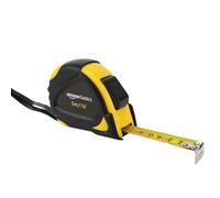 Amazon Basics Cinta métrica con cierre automático, escala Métrico y en pulgadas, precisión MID, 5 m (Paquete de 1), Negro, Amarillo
