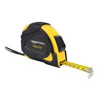 Amazon Basics Cinta métrica con cierre automático, escala y en pulgadas, precisión MID, 10 m (Paquete de 1), Negro, Amarillo