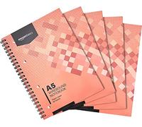 Amazon Basics Cuaderno de anillas, 80 hojas /160 páginas, tamaño A5, 70 gsm, 160 hojas, 5 unidades, blanco