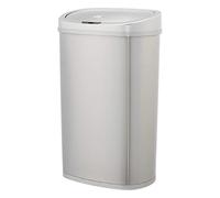 Amazon Basics Cubo de basura automático de acero inoxidable, metálico, rectangular, 50 litros