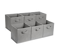 Amazon Basics Cubos de almacenamiento, de tela, plegables, con asas, 33x33x33 cm, color gris, juego de 6