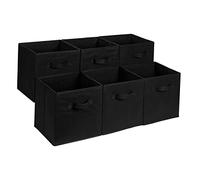 Amazon Basics Cubos de almacenamiento, de tela, plegables, con asas, 33x33x33 cm, color negro, juego de 6