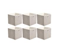 Amazon Basics Cubos organizadores de tela plegables para almacenamiento con ojales ovalados de color chevrón gris topo (26,7 x 26,7 28 cm, paquete de 6)