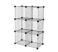Amazon Basics Estantes apilables de rejilla de alambre compuestos por 6 cubos, 66 x 32 x 96.5 cm, color negro