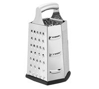 Amazon Basics Hexagonal Rallador de queso de gran tamaño de acero inoxidable, con 6 lados y base antideslizante, 22,9 cm, Negro