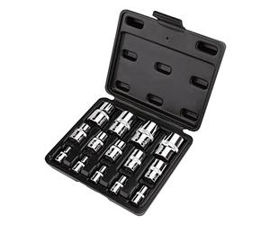 Amazon Basics juego de conectores Torx externos de 14 piezas, E4 a E24, unidades de 1/4 pulgadas, 3/8 pulgadas, 1/2 pulgadas, con funda de almacenamiento