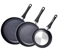 Amazon Basics Juego de sartenes antiadherentes de cerámica de 3 piezas, 20.3 cm, 25.4 cm y 30.5 cm, color negro