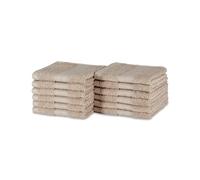 Amazon Basics Juego Toallas Baño 100% Algodón Orgánico Toalla Lavabo 30x30 cm, Gris Pardo, Pack 12 Unidades