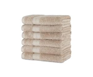 Amazon Basics Juego Toallas Baño 100% Algodón Orgánico Toallas Mano 41x66 cm, Gris Pardo, Pack 6 Unidades