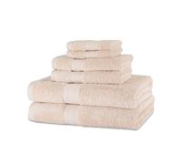 Amazon Basics Juego Toallas Baño Completo 100% Algodón Orgánico 2 Toallas Baño + 2 Mano + 2 Lavabo, Rosa, Pack 6 Unidades