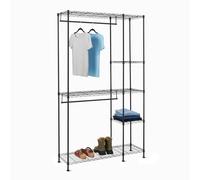 Amazon Basics Metalen opbergorganizer, hangrek, kledingkast met planken, Negro, 114 x 36 x 193 cm