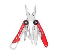 Amazon Basics Navaja multiusos 10-en-1 de acero inoxidable, herramienta multiusos con bloqueo de seguridad y funda de nylon, Rojo