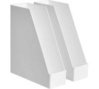 Amazon Basics Organizador de plástico, revistero, blanco, Rectangular, paquete de 2