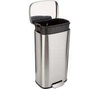 Amazon Basics Papelera rectangular de con cierre suave, 30 l/7.9 galones, níquel satinado