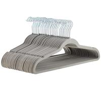 Amazon Basics Paquete de 50 perchas, antideslizantes, delgadas, con acabado de terciopelo, color gris
