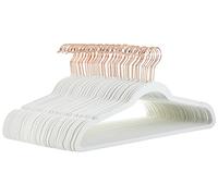 Amazon Basics perchas antideslizantes, delgadas, con acabado de terciopelo,Paquete de 50, Marfil/Dorado