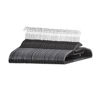 Amazon Basics Perchas de plástico, 50 Unidad, resistentes, antideslizantes, con barra horizontal de goma, color gris