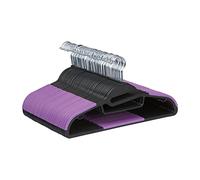 Amazon Basics Perchas de plástico con revestimiento de goma, Paquete de 50, negro/púrpura