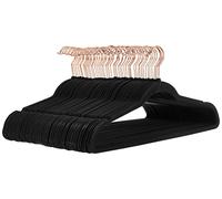 Amazon Basics Perchas de terciopelo para trajes, Paquete de 50, Negro/Dorado