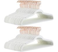Amazon Basics Perchas para colgar y organizar vestidos, chaquetas y pantalones plegados, Paquete de 100, Marfil/Oro Rosa Magenta