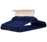 Amazon Basics perchas para ropa, antideslizantes, delgadas, con acabado de terciopelo, Paquete de 50, color azul marino/dorado rosa