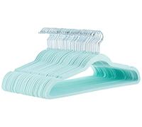 Amazon Basics perchas para ropa, antideslizantes, delgadas con acabado de terciopelo, Paquete de 50, color verde menta/plateado