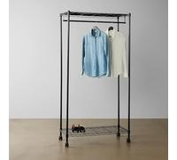 Amazon Basics Perchero de ropa con estantes superior e inferior, Negro, 91 x 45.6 x 180.2 cm