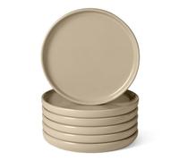 Amazon Basics Platos de Ensalada de Gres Esmaltado, Juego de 6 Piezas, Aptos para Microondas y Lavavajillas, 21,1cm, Gris Lino